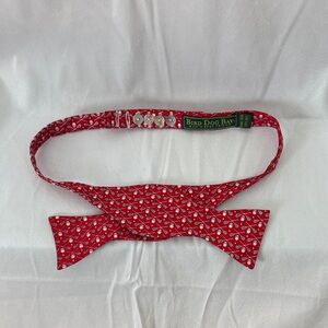 Bird Dog Bay Red Bow Tie with White Lacrosse & Skull Pattern